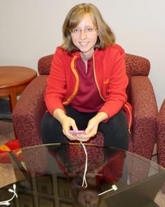 The charging station coffee tables in the Sweeney lobby feature a total of 36 charging cords which can accommodate different devices.