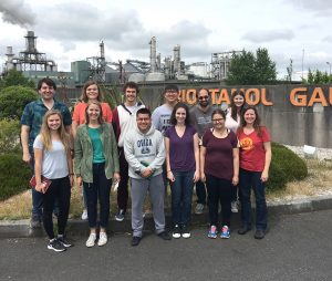 Students outside Spanish factory