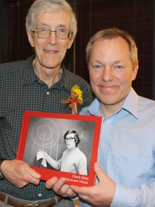 Glatz was presented with a book commemorating his career at Iowa State by Chemical Engineering alum John Kaiser.