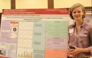 Natalie Sherwood, an undergrad from North Carolina State University, puts the finishing touch on her BioMap REU experience with her poster presentation.