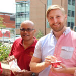 students, faculty and staff enjoy ice cream social