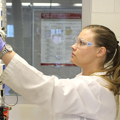 female student in lab