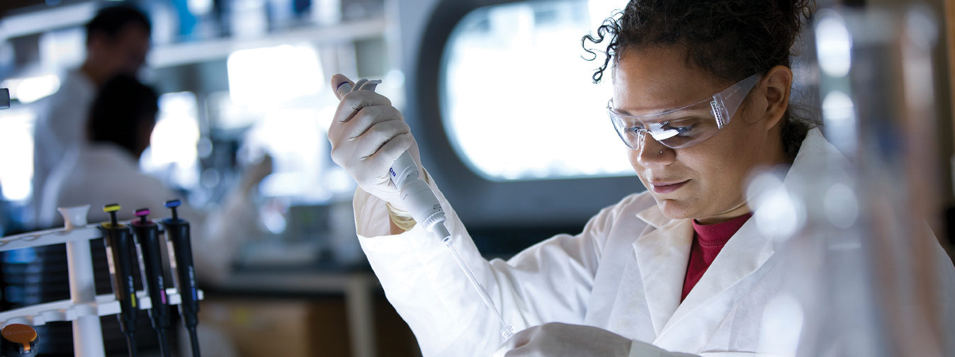 student in lab setting