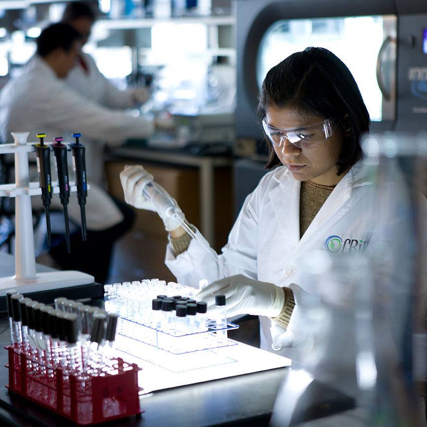 student taking samples in lab setting