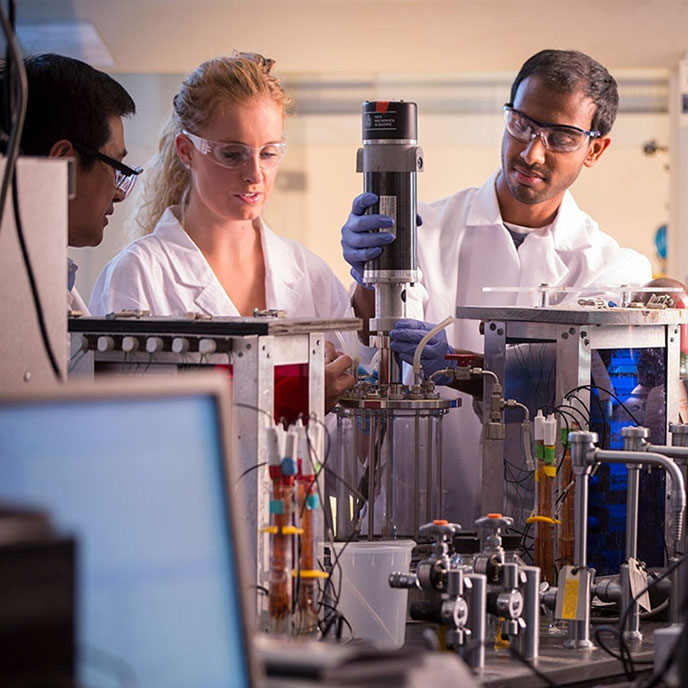 students in lab setting